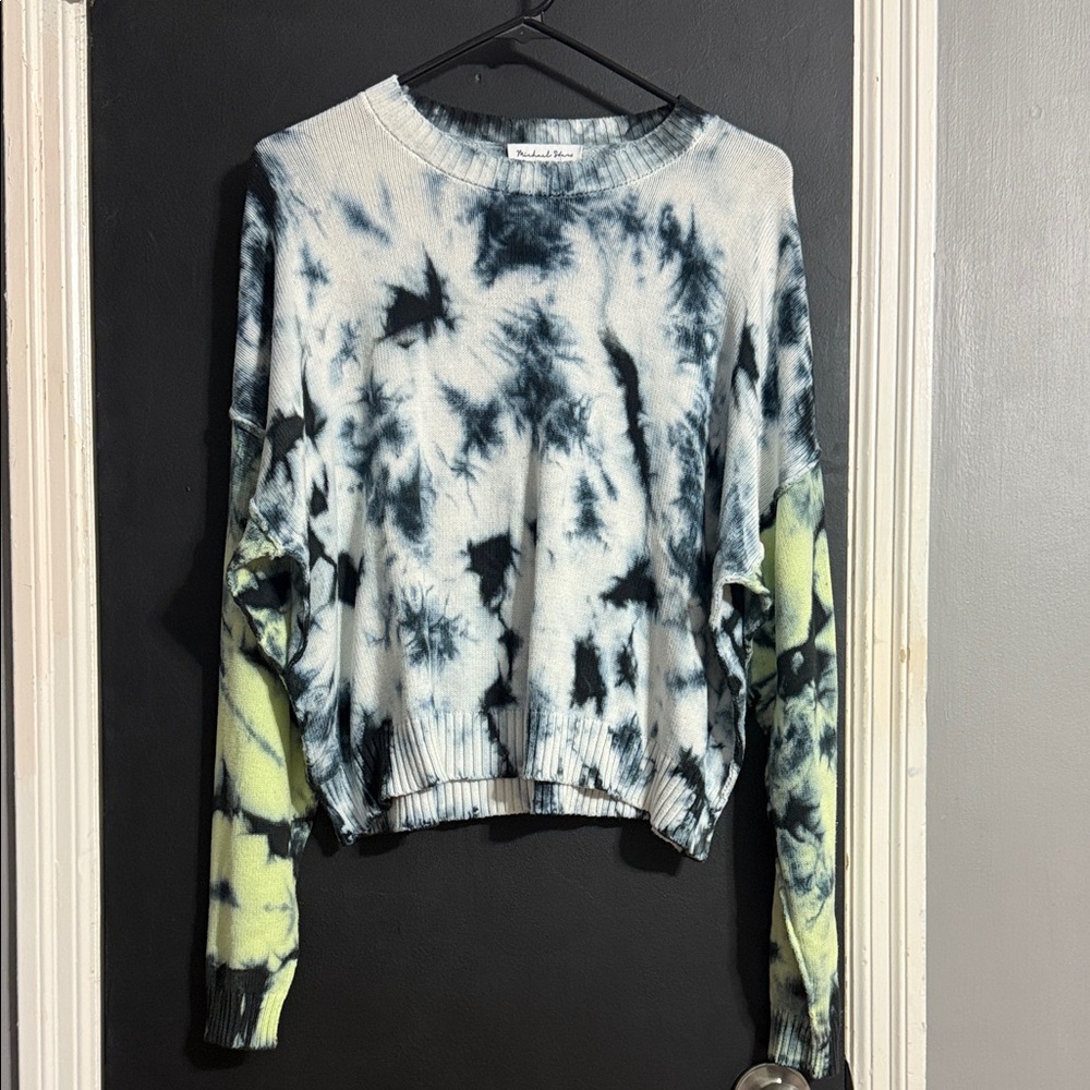 Michael Stars Tie Dye Cropped Multicolored Retro Sweater Size: L